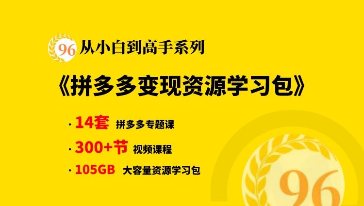 【从小白到高手系列】拼多多开店赚钱方法,拼多多变现资源学习大咖干货合集包